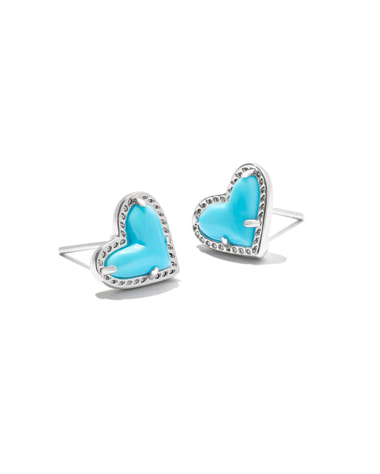 Kendra Scott ARI HEART STUD EARRINGS SILVER TURQUOISE M