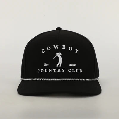 Cowboy Country Club GOLFER ROPED HAT BLACK