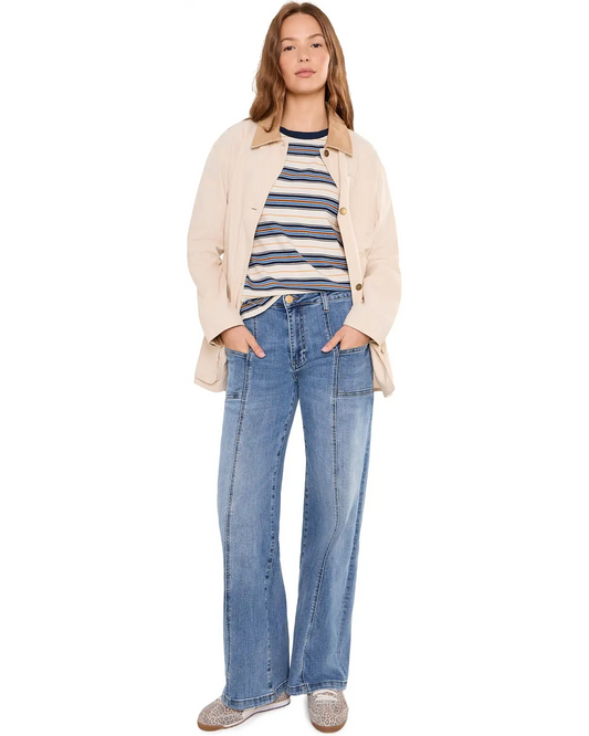 KUT from the KLOTH JEAN HIGH RISE WIDE FRONT SEAM PATCH FRONT POCKETSKTS