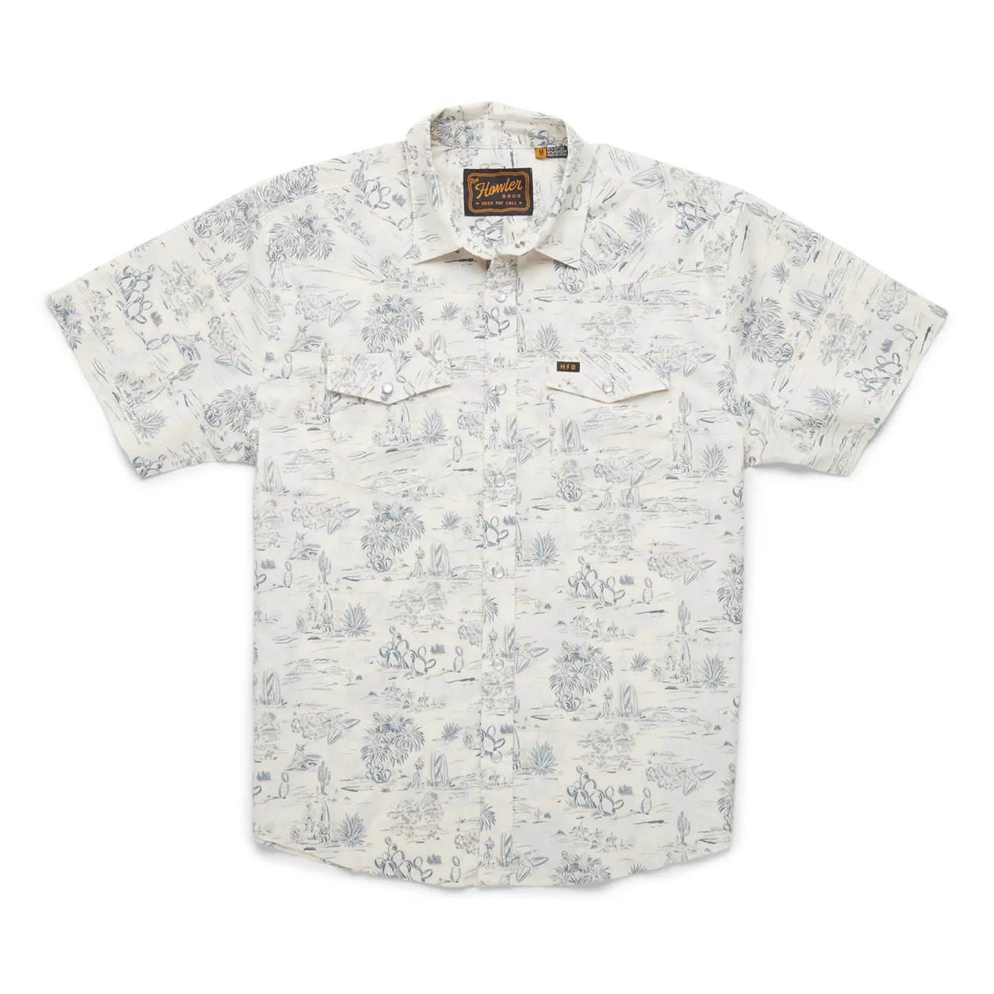 HOWLER BROTHERS Favorites Icon H Bar B Short Sleeve Snapshirt  in Posse: Chalk