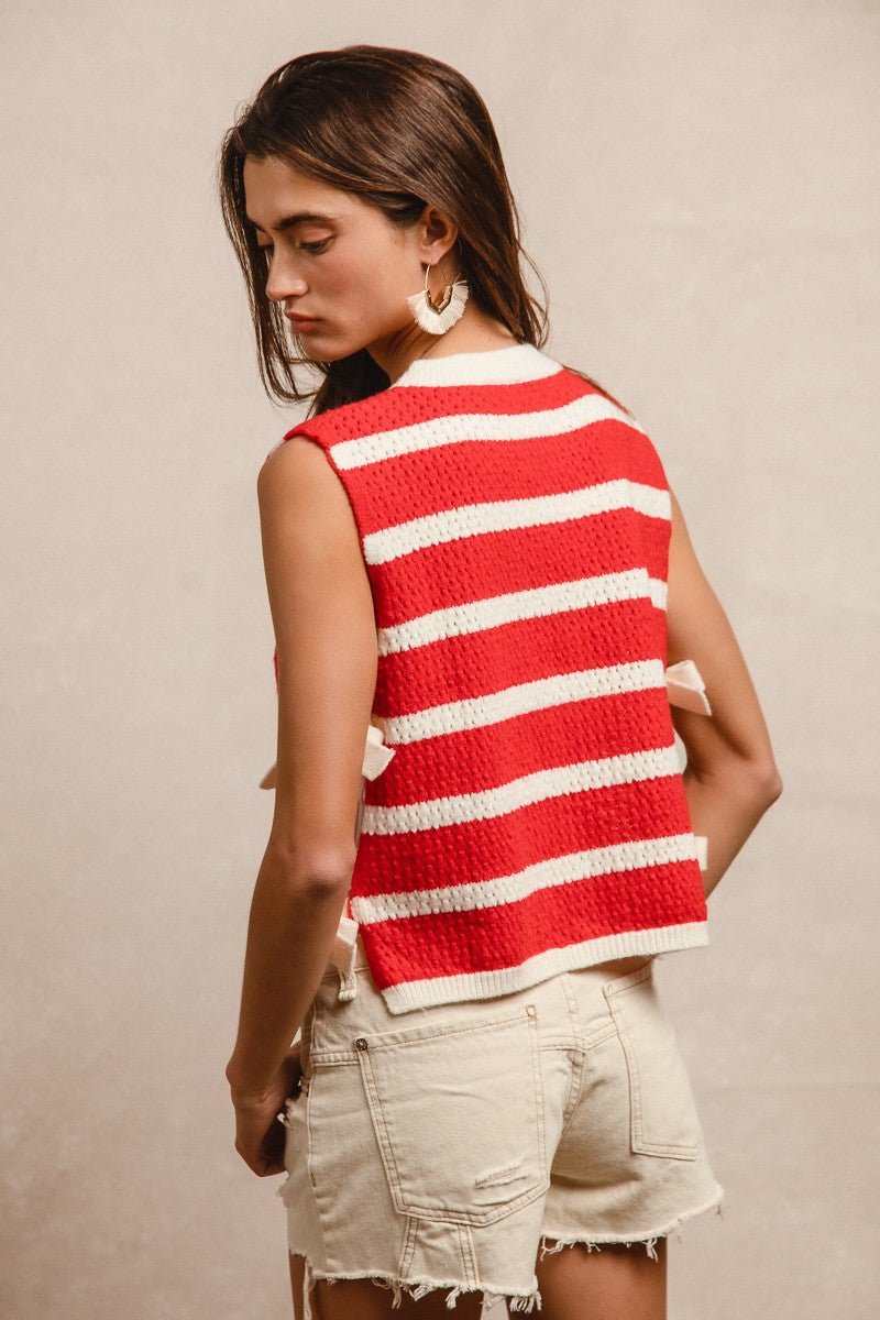 Sandie Striped Side Tied Vest