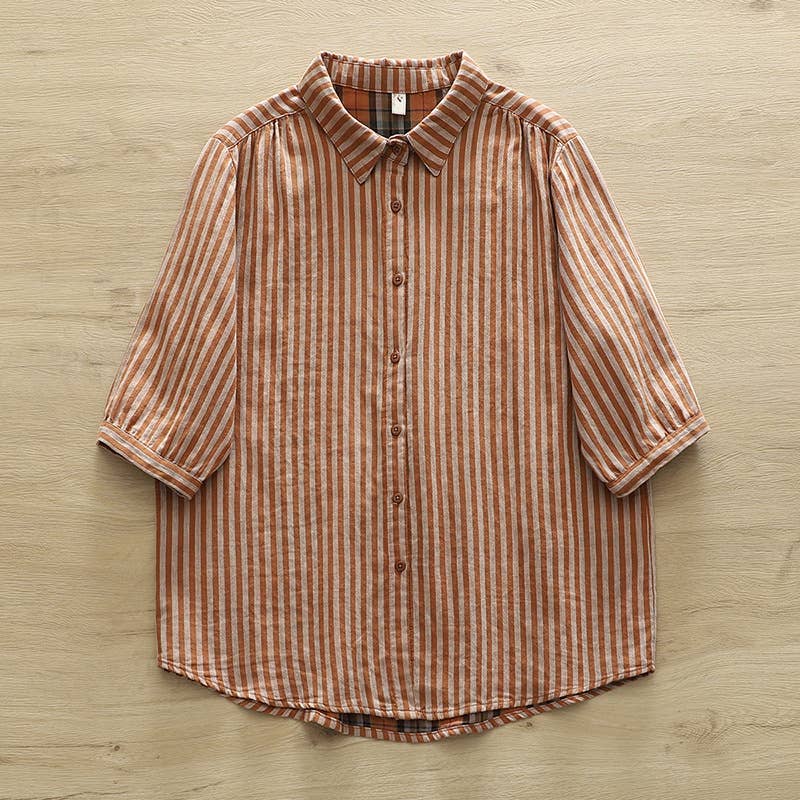 Daily Casual Muslin Cotton Buttoned shirt in stripe