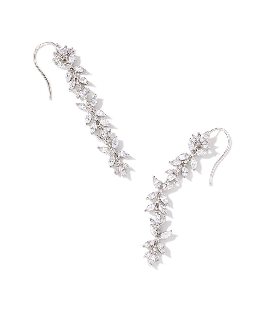 Rosalie Linear Earrings in White Crystal