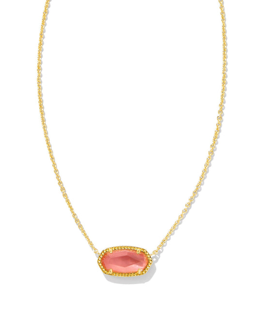 Kendra Scott ELISA PENDANT NECKLACE GOLD CORAL PINK MOTHER OF PEARL