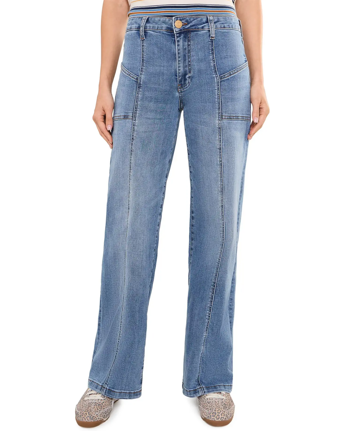 KUT from the KLOTH JEAN HIGH RISE WIDE FRONT SEAM PATCH FRONT POCKETSKTS