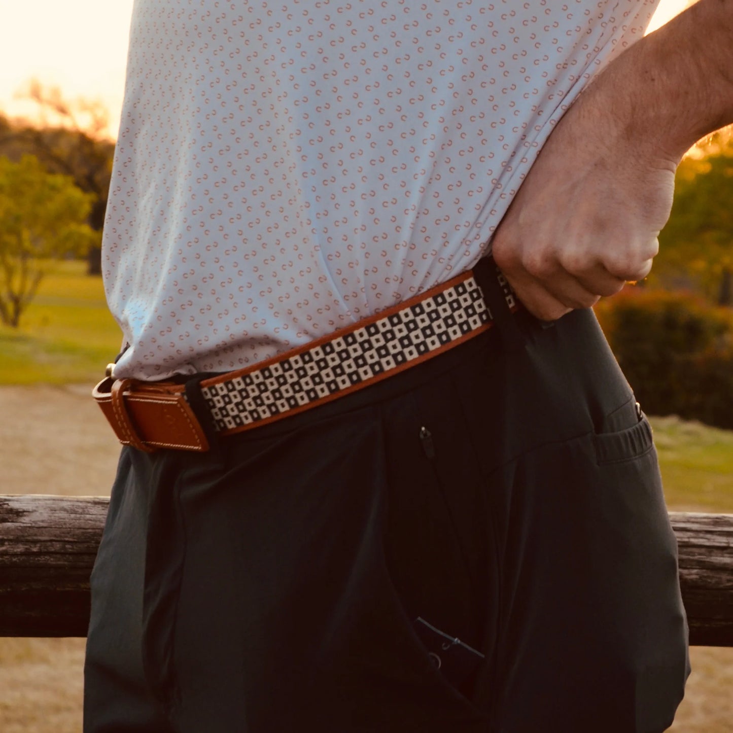 Cowboy Country Club WOVEN LEATHER AZTEC CHECKER BELT