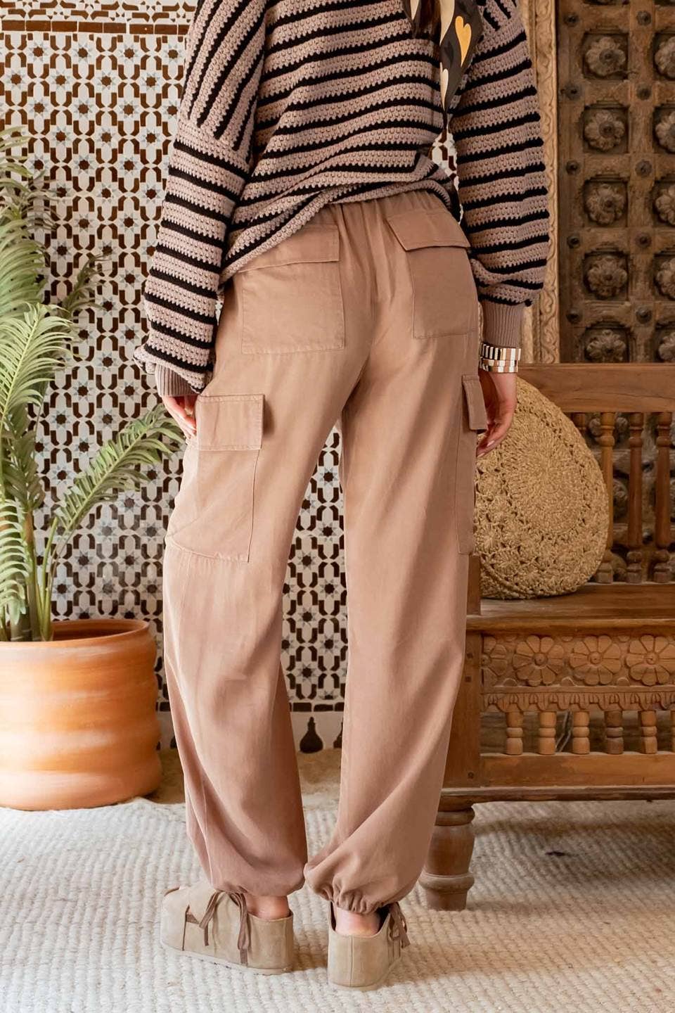 HIGH WAIST DRAWSTRING CARGO PANTS (2 Colors)