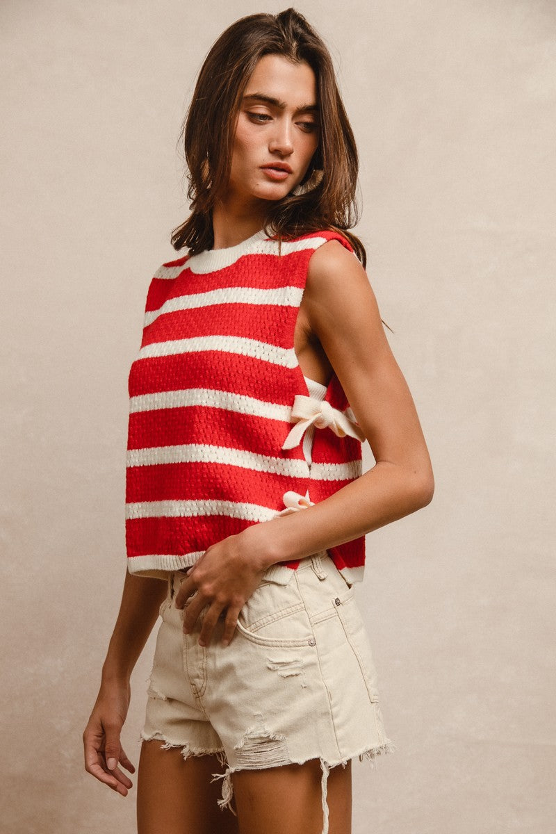 Sandie Striped Side Tied Vest