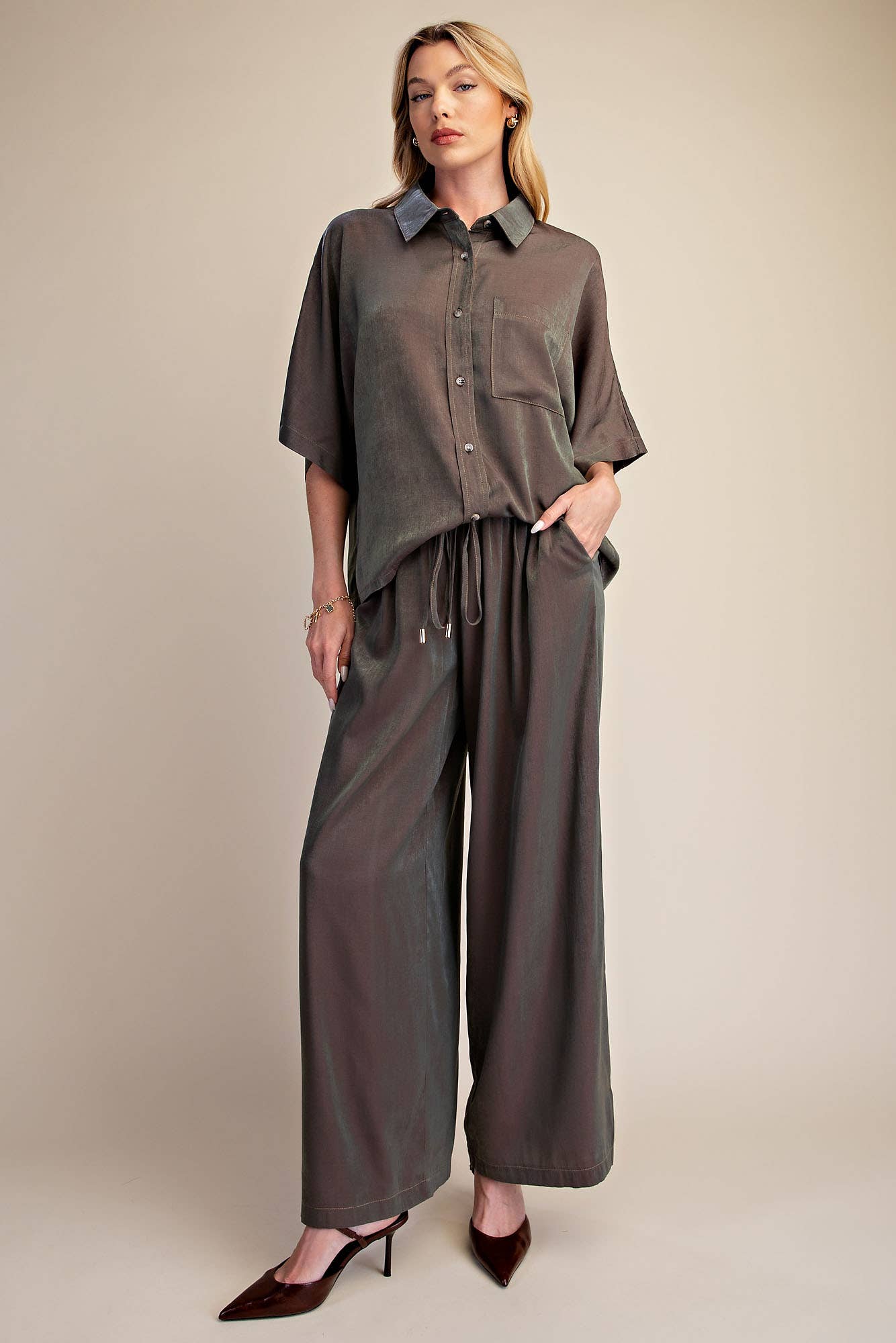 Drawstring Wide Leg Pants