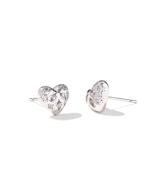 Holland Heart Stud Earring in White Crystal (Gold or Silver)