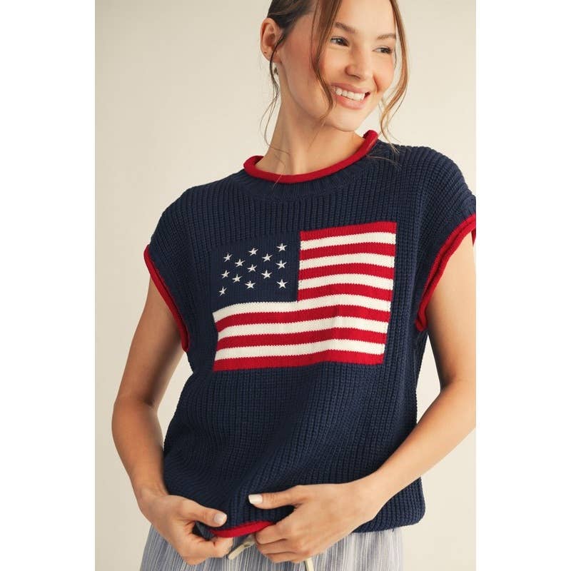 American Flag Sweater Top