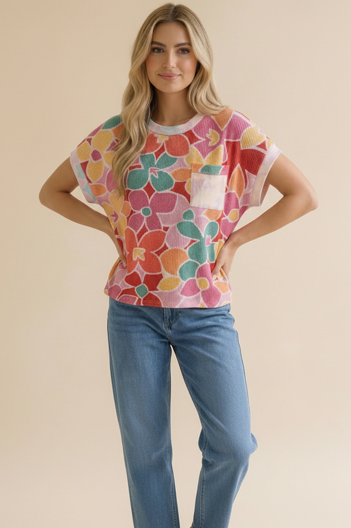 Dolman Sleeve Floral Oversized Top