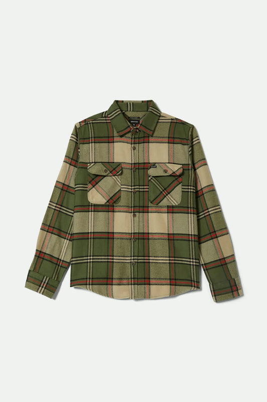 Brixton BOWERY FLANNEL Wild Green/Elm/Adrenaline Rush