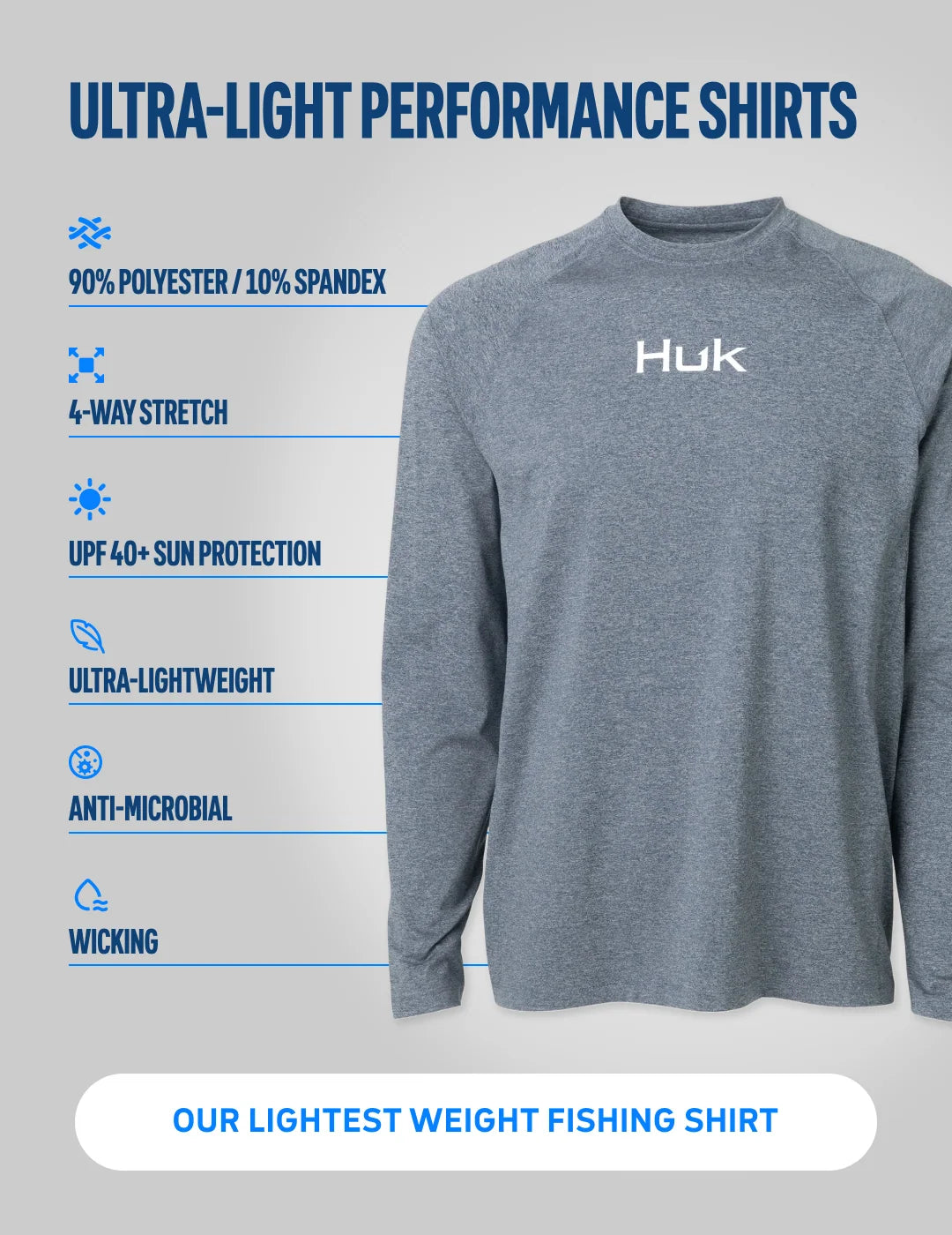HUK Airweight Heather 1/4 Zip