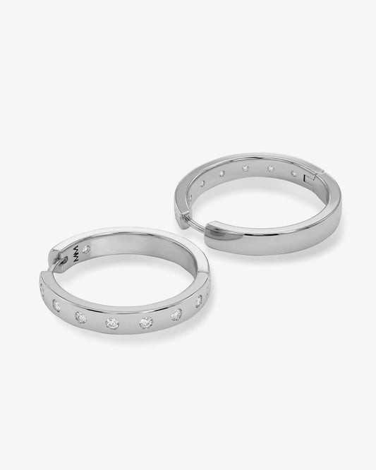 Melinda Maria Ashley Reversible Hoops 1" Silver|White Diamondettes