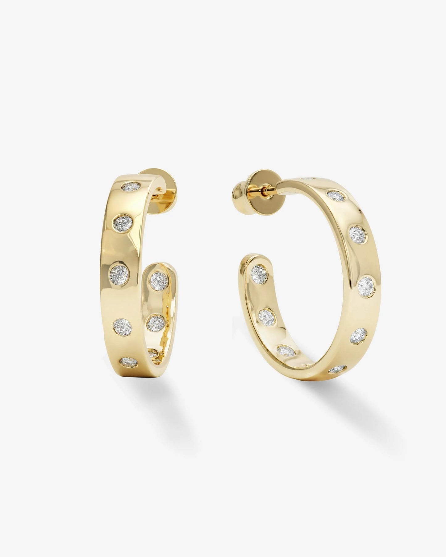 Melinda Maria Ashley Rodeo Hoops 1" Gold|White Diamondettes