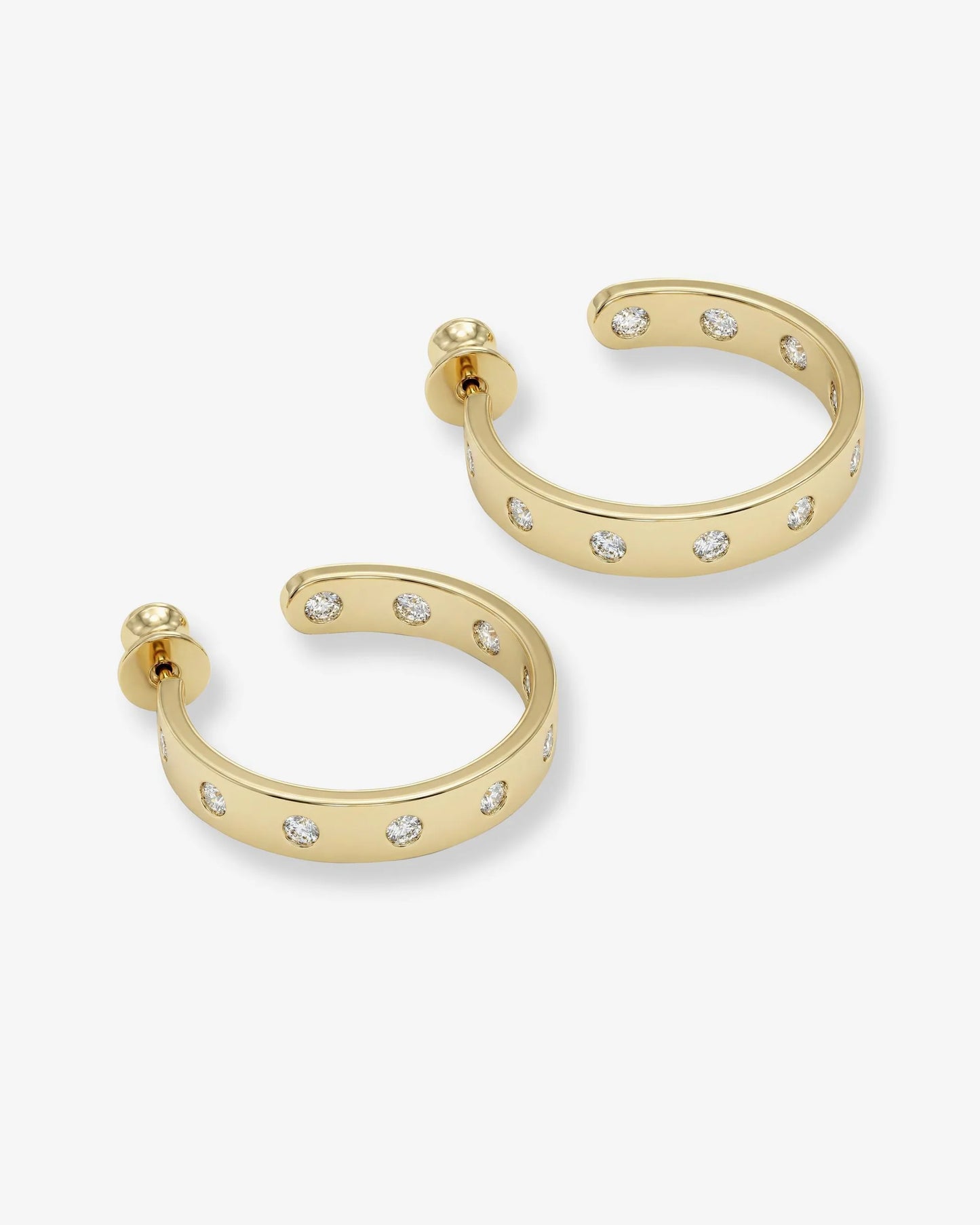 Melinda Maria Ashley Rodeo Hoops 1" Gold|White Diamondettes