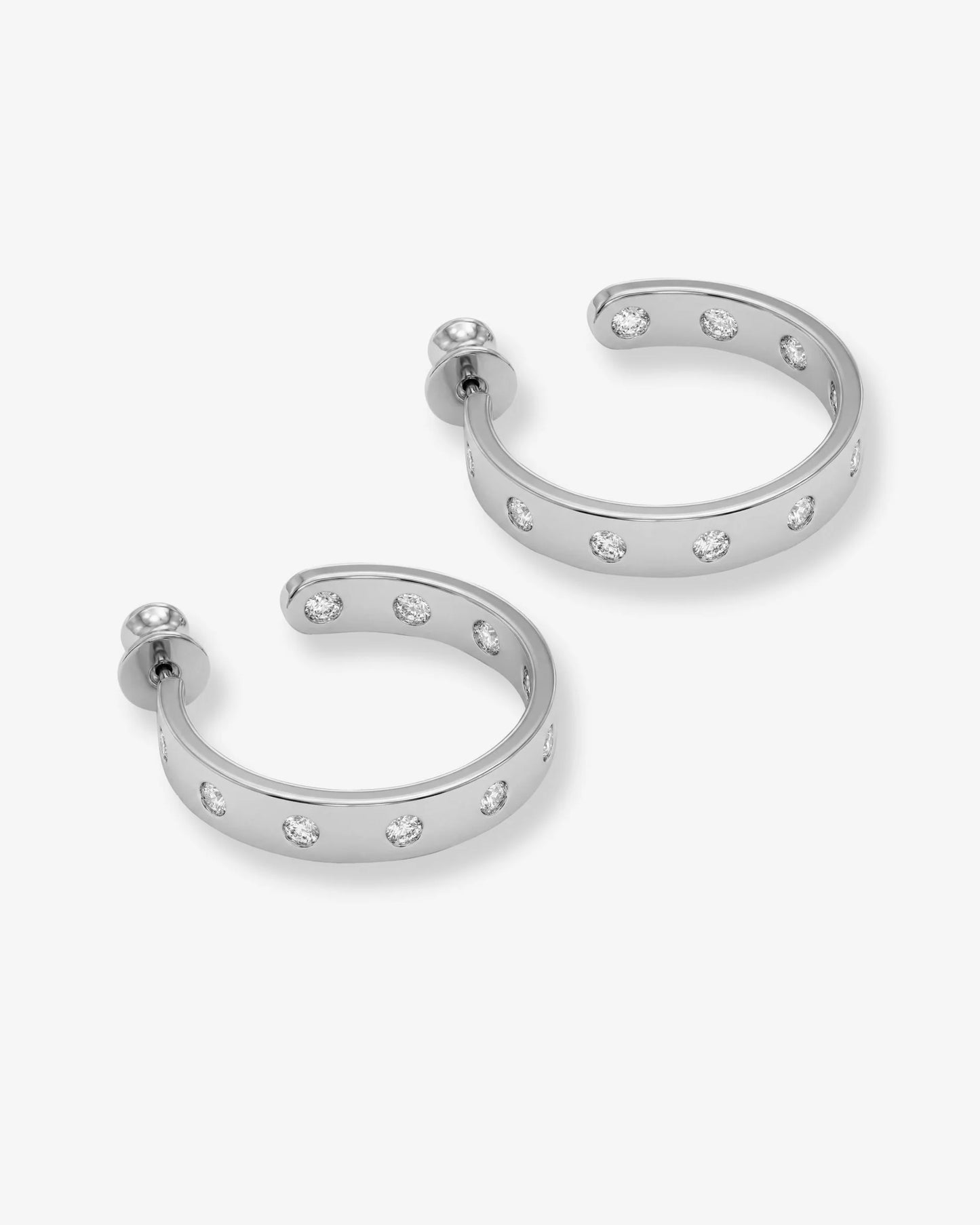 Melinda Maria Ashley Rodeo Hoops 1" Silver|White Diamondettes