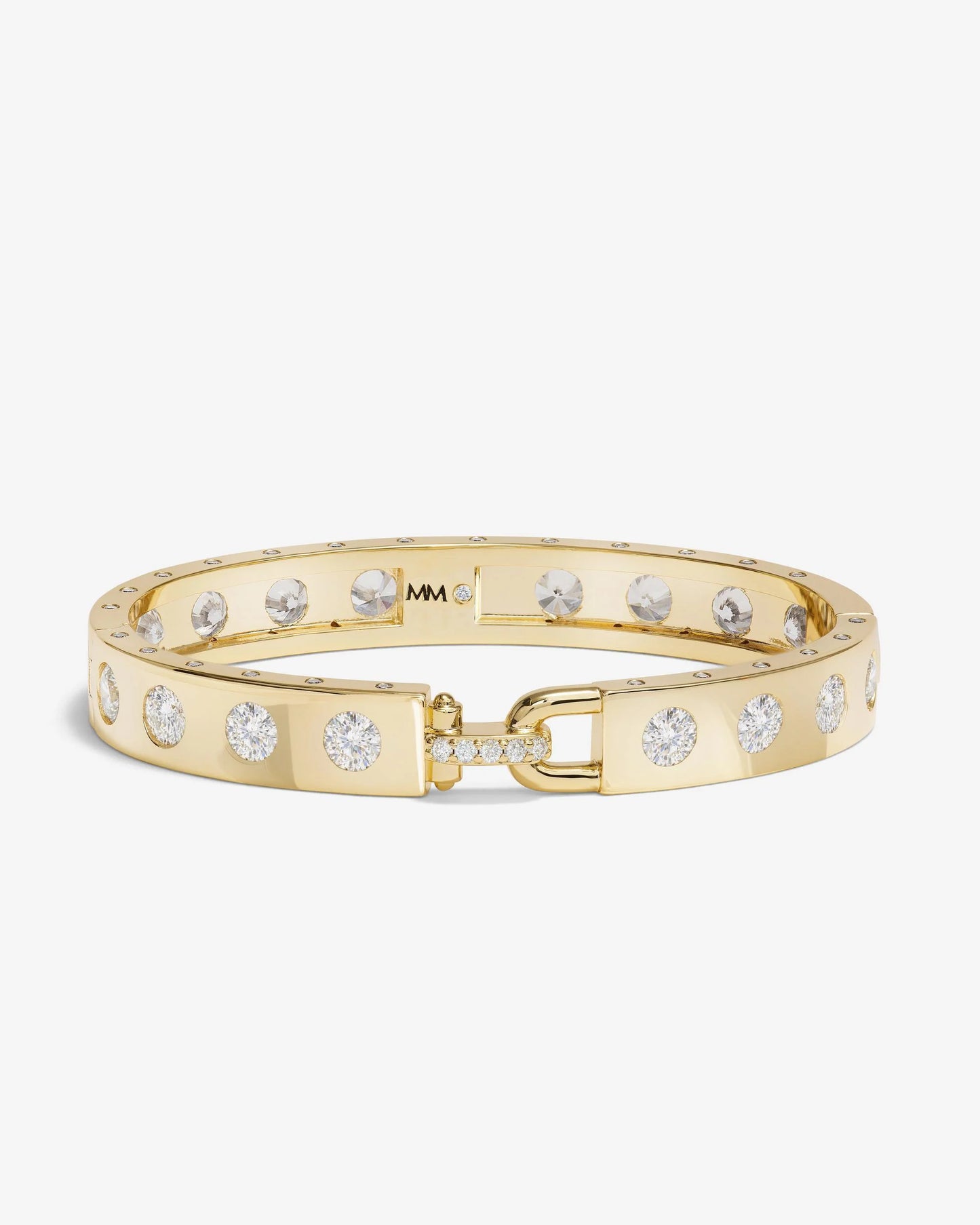 Melinda Maria Ashley Rodeo Lock Cuff 9mm Gold|White Diamondettes