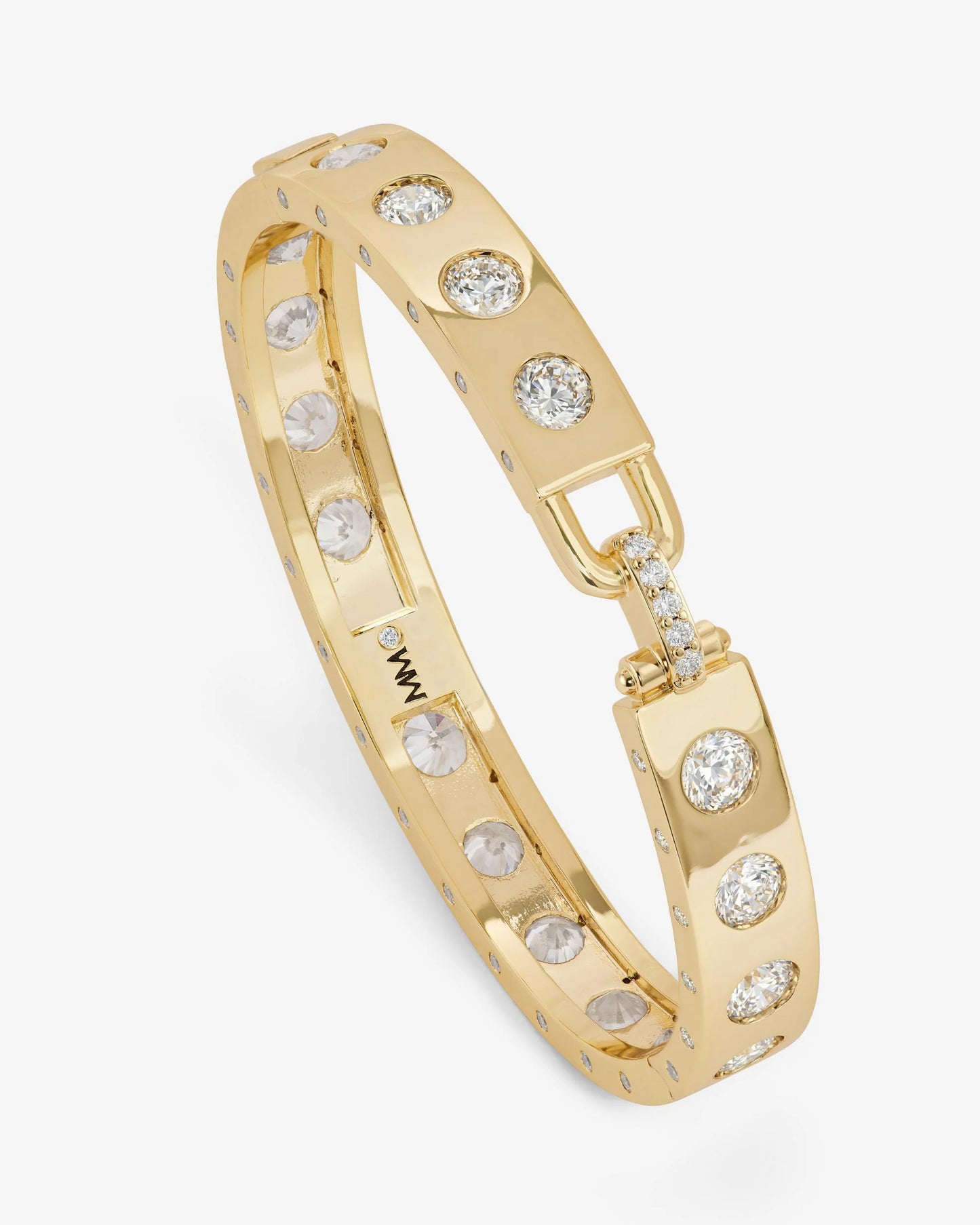 Melinda Maria Ashley Rodeo Lock Cuff 9mm Gold|White Diamondettes