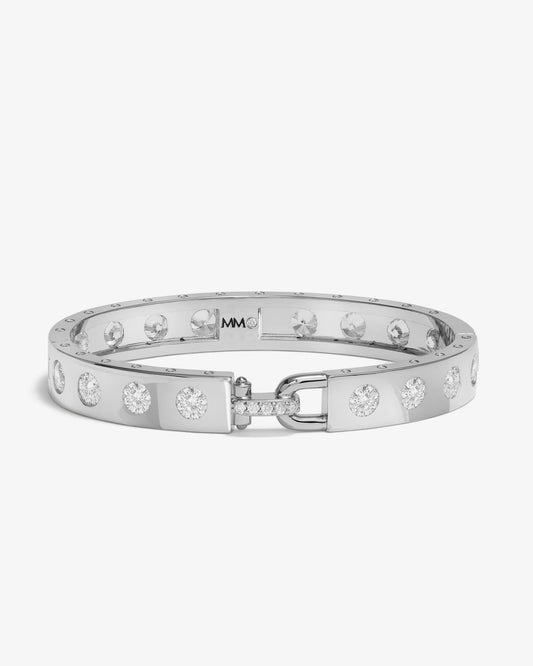 Melinda Maria Ashley Rodeo Lock Cuff 9mm Silver|White Diamondettes