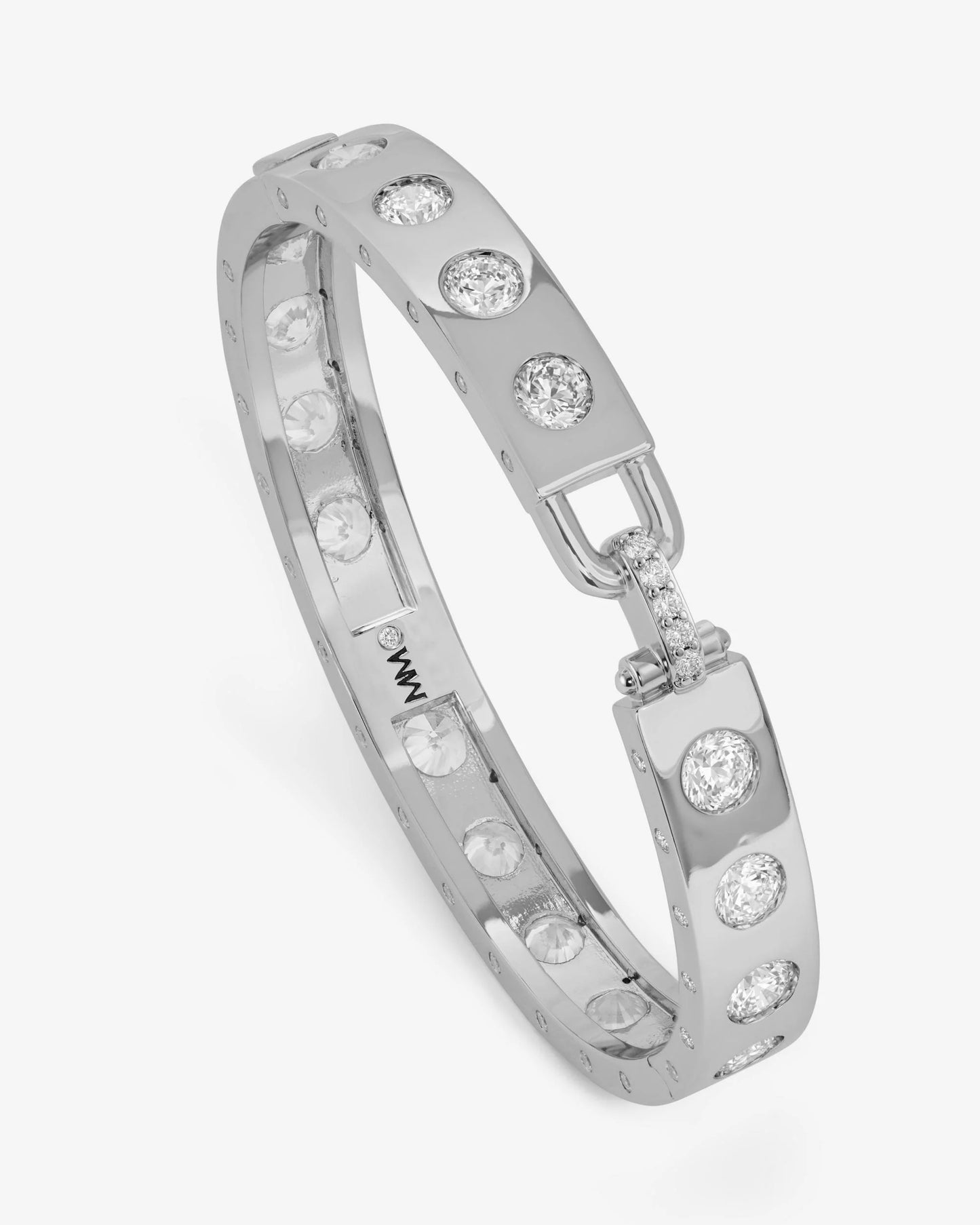 Melinda Maria Ashley Rodeo Lock Cuff 9mm Silver|White Diamondettes