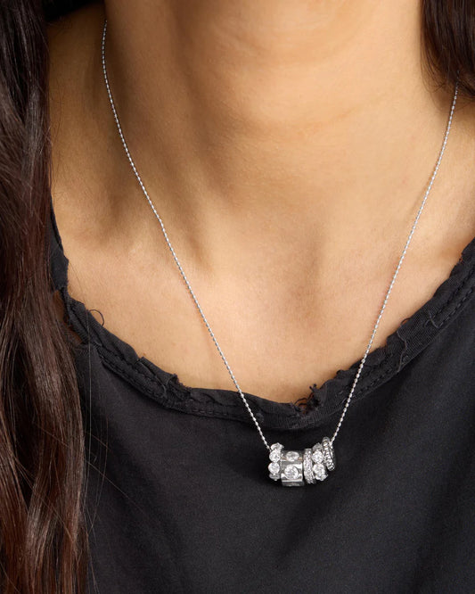 Melinda Maria Ashley Venice Necklace Silver|White Diamondettes