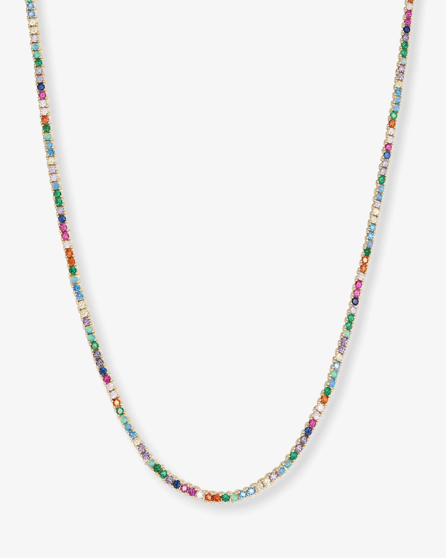 Melinda Maria Heiress Tennis Necklace 2mm Gold|Multi Stone