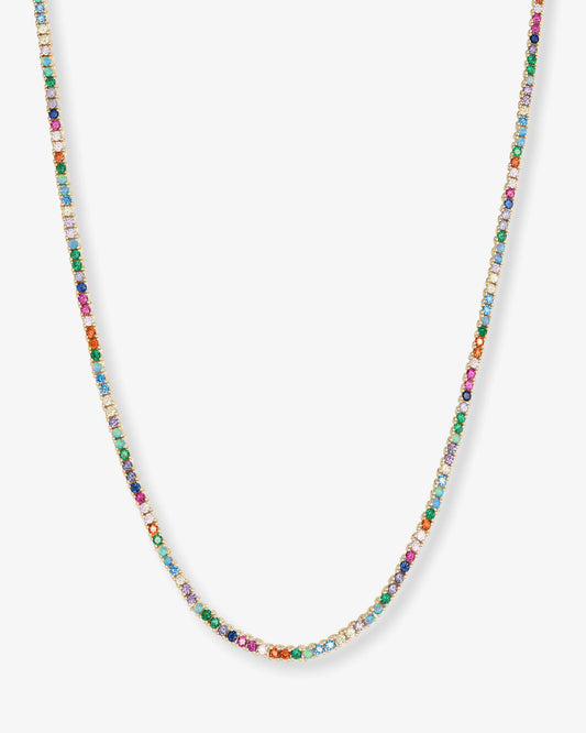 Melinda Maria Heiress Tennis Necklace 2mm Gold|Multi Stone