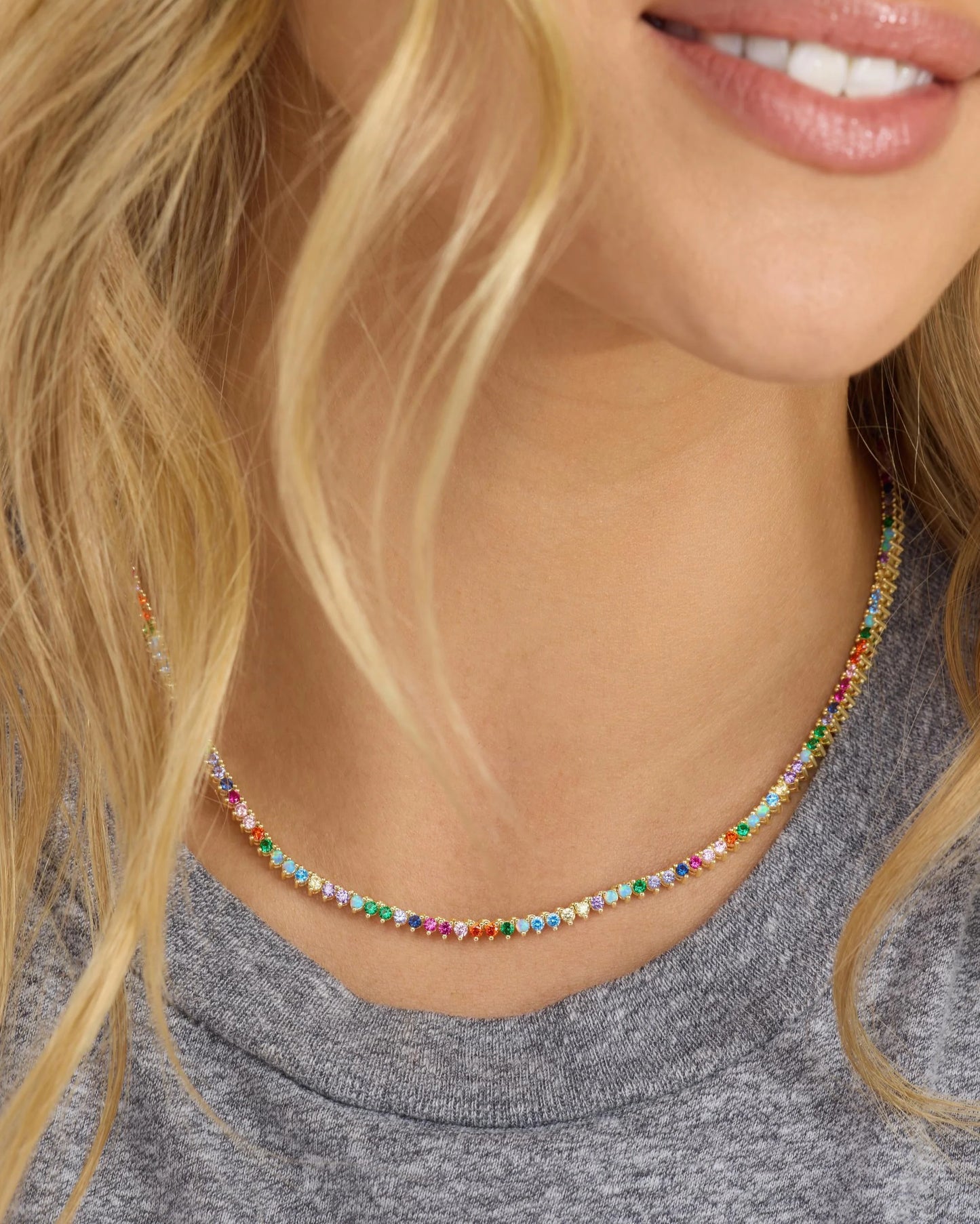 Melinda Maria Not Your Basic Tennis Necklace 2mm Rainbow
