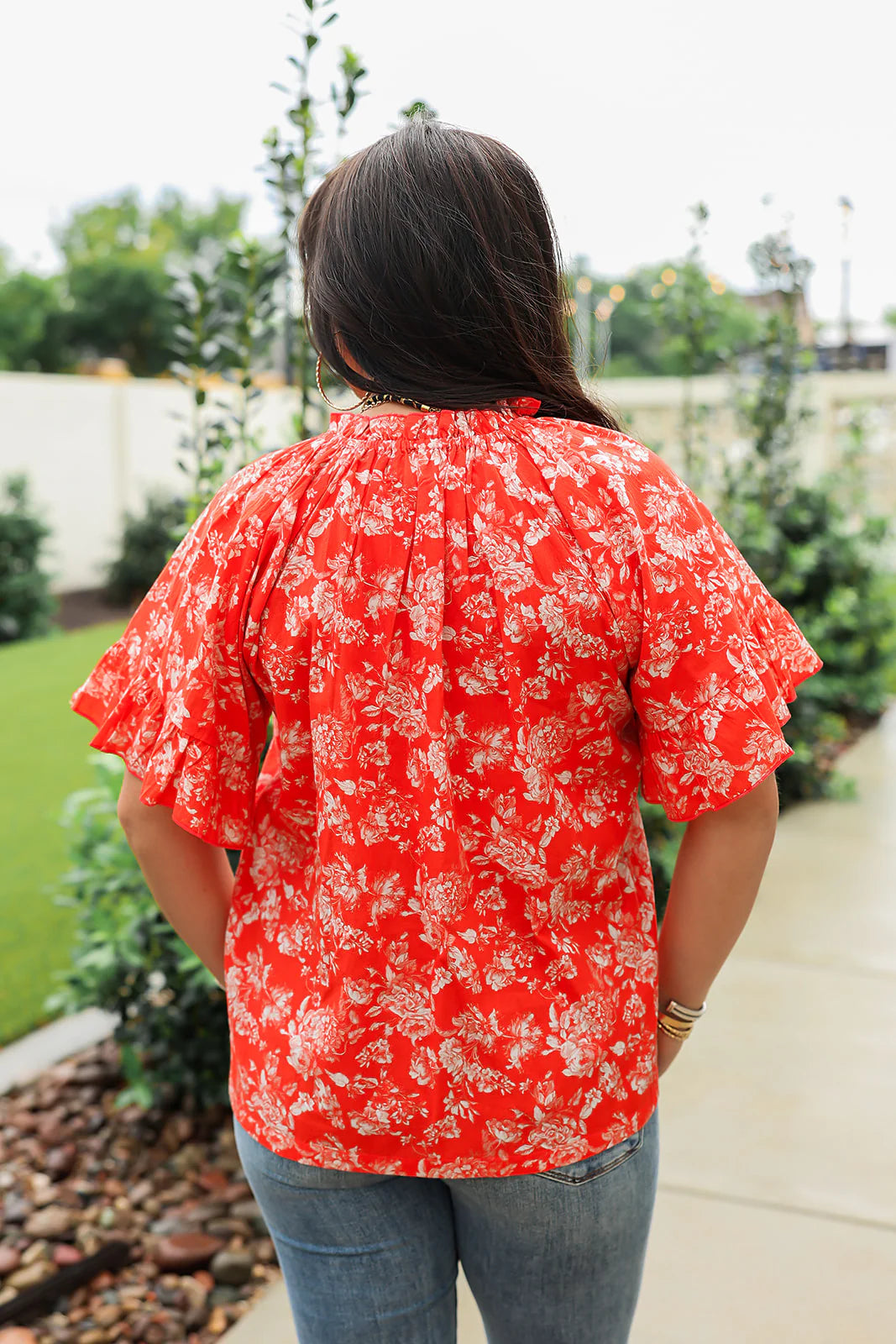 The Bell Top-red floral