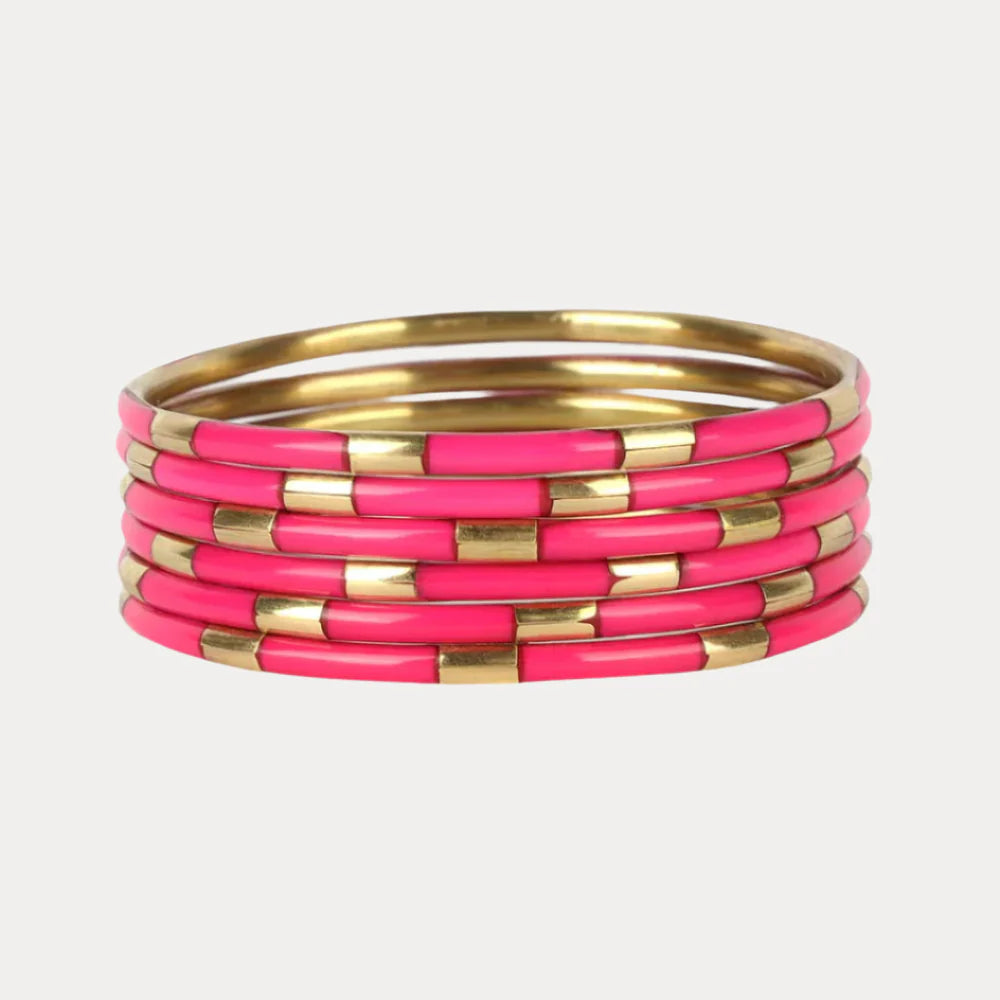 BuDha Girl PINK VEDA BANGLES - SET OF 6
