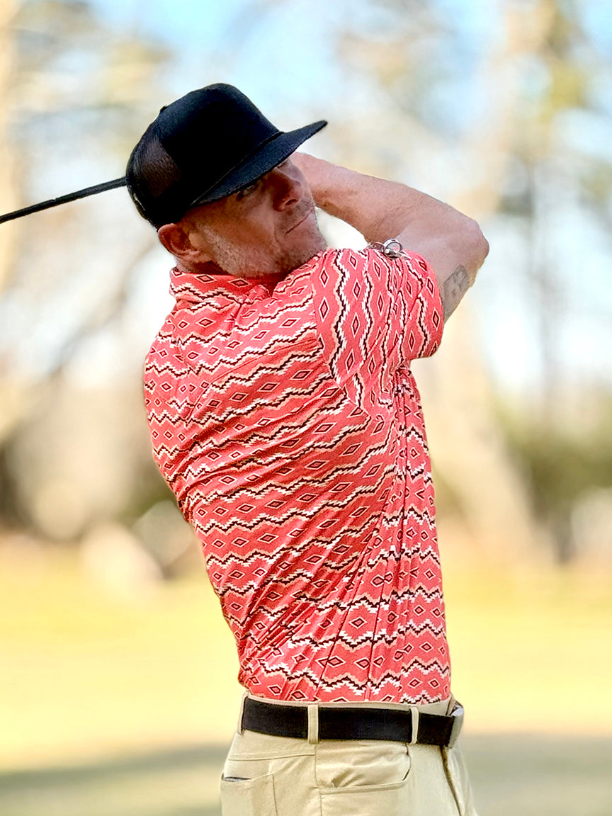 Red Dirt Hat Co. Coral Aztec Polo