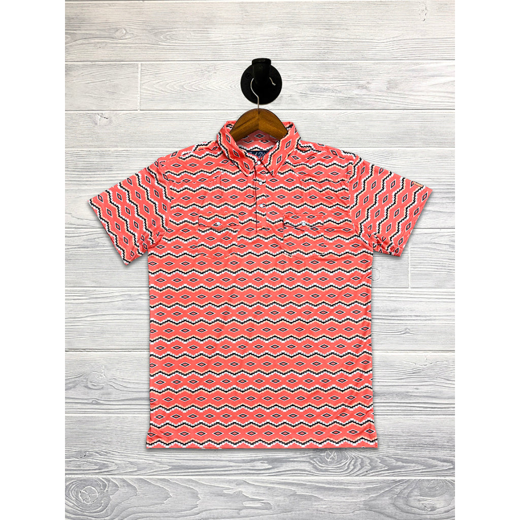 Red Dirt Hat Co. Coral Aztec Polo