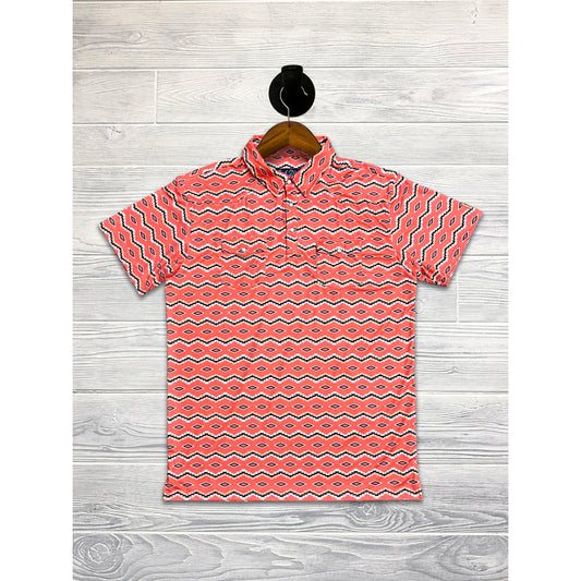 Red Dirt Hat Co. Coral Aztec Polo