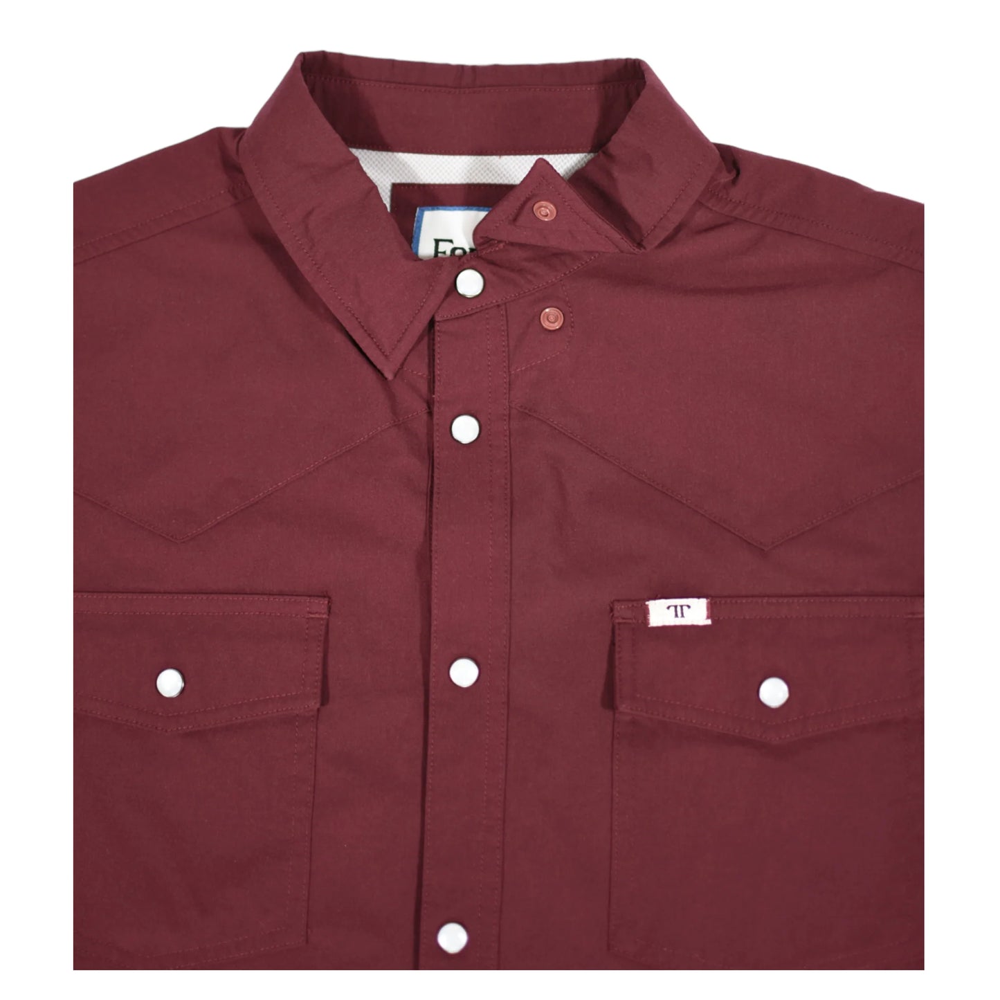 FERRELL BRAND MEN'S MAROON SHORT SLEEVE SNAP SHIRT