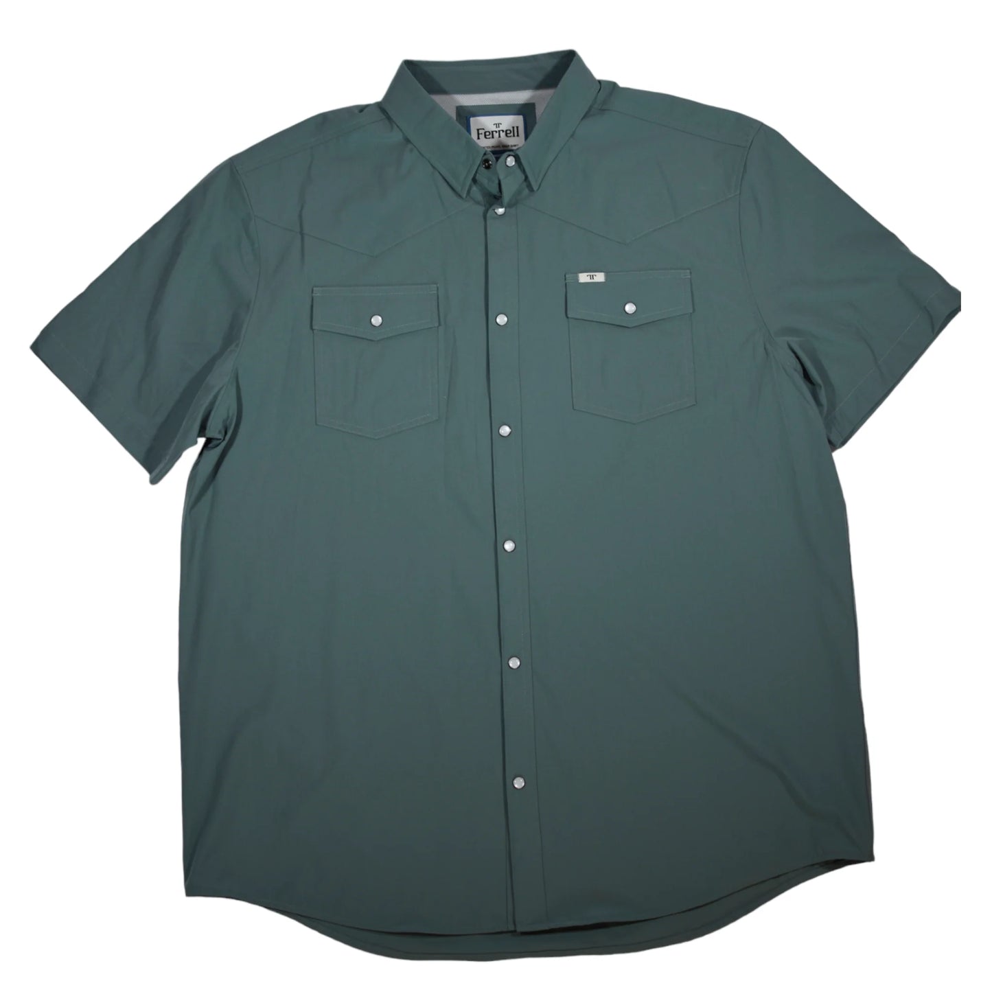 FERRELL BRAND MEN'S AQUA SHORT SLEEVE SNAP SHIRT