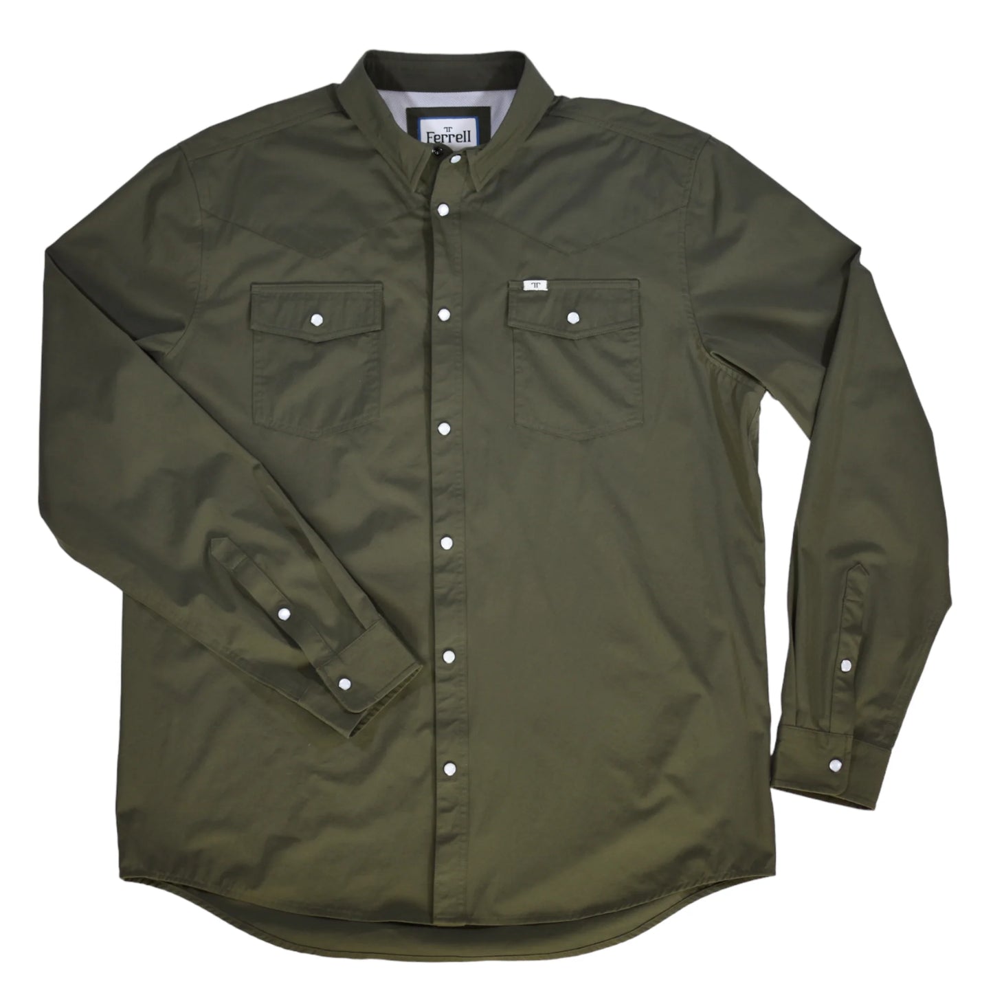 Ferrell Brand CORE - MEN'S OLIVE GREEN LONG SLEEVE SNAP SHIRT