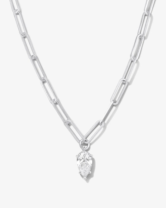 MELINDA MARIA Samantha Teardrop Necklace Silver|White Diamondettes
