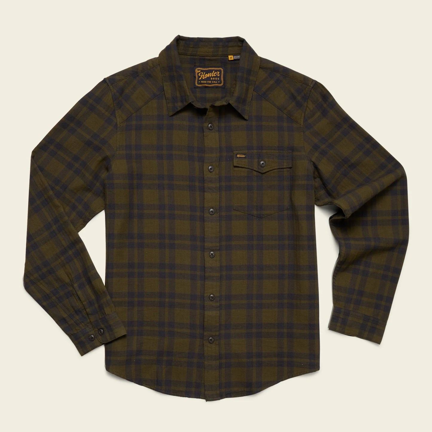 Howler Bros. La Grange Lightweight Flannel Cohen Plaid: Dark Olive