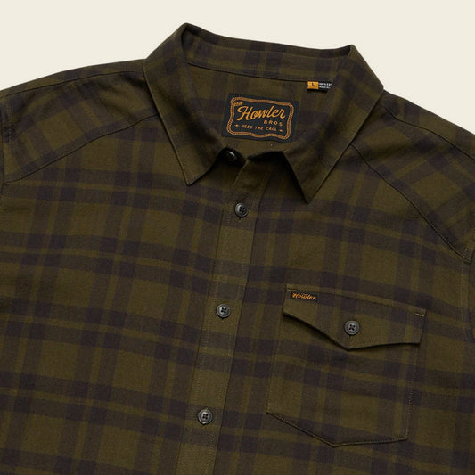 Howler Bros. La Grange Lightweight Flannel Cohen Plaid: Dark Olive