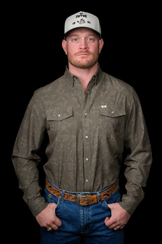Ferrell Brand THE CARSON IN GREEN - LONG SLEEVE SNAP SHIRT