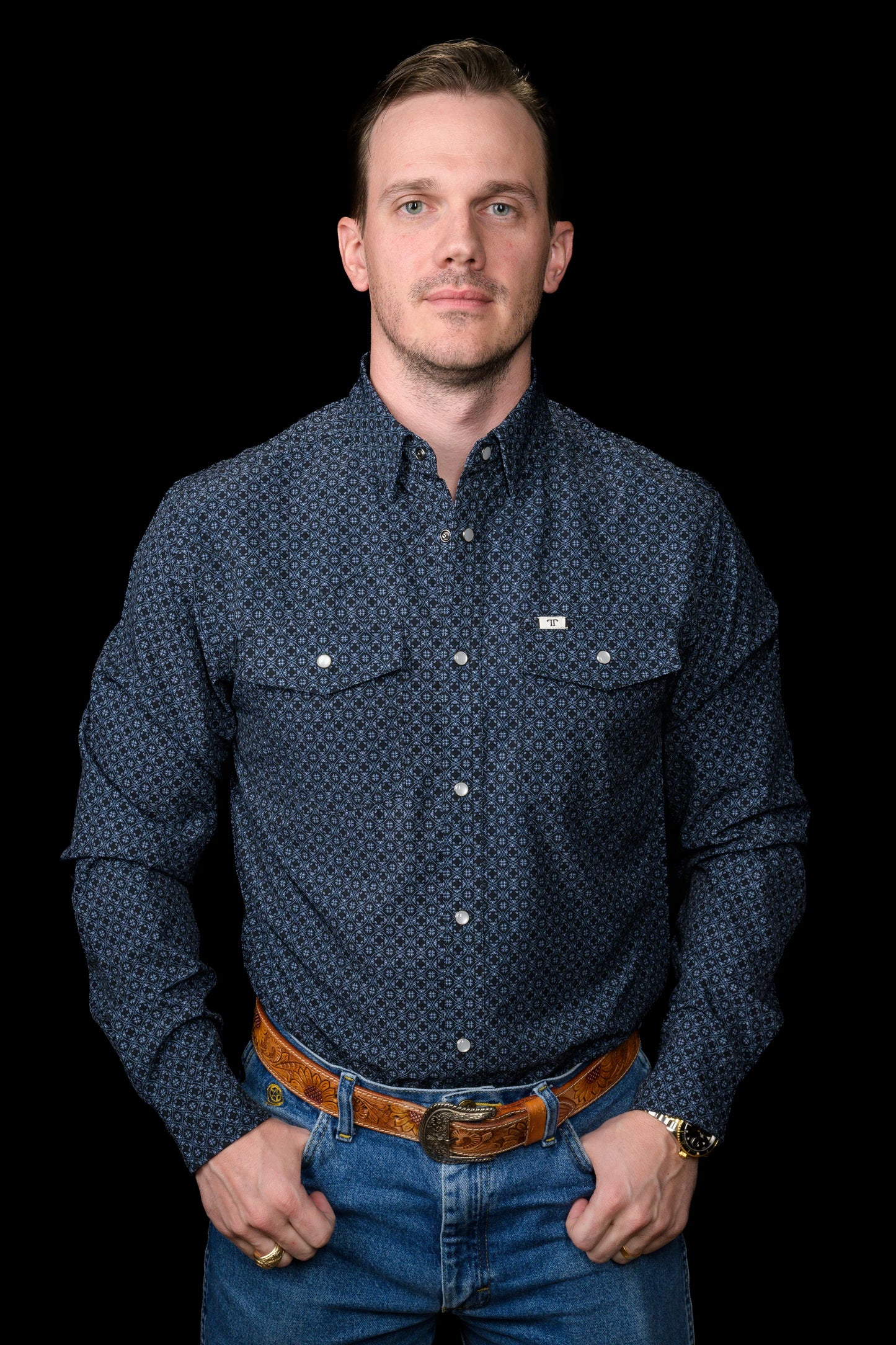 Ferrell Brand THE SILAS IN BLACK- LONG SLEEVE SNAP SHIRT