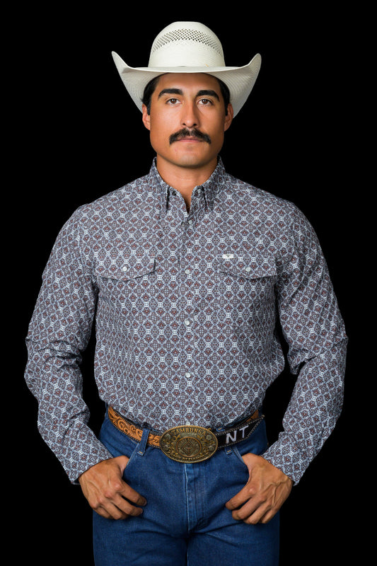 Ferrell THE CONNOR IN BROWN - LONG SLEEVE SNAP SHIRT