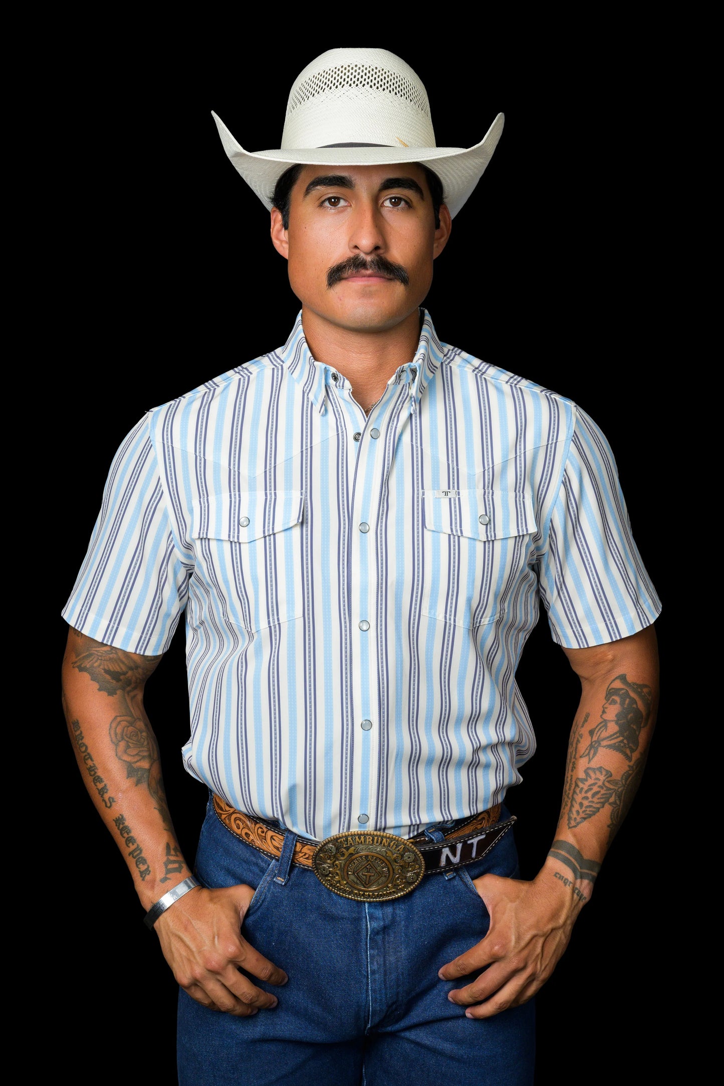 Ferrell Brand THE JAKE IN BLUE - SHORT SLEEVE SNAP