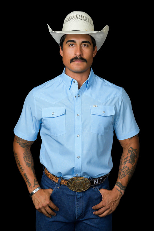 Ferrell Brand THE CARSON IN LIGHT BLUE - SHORT SLEEVE SNAP