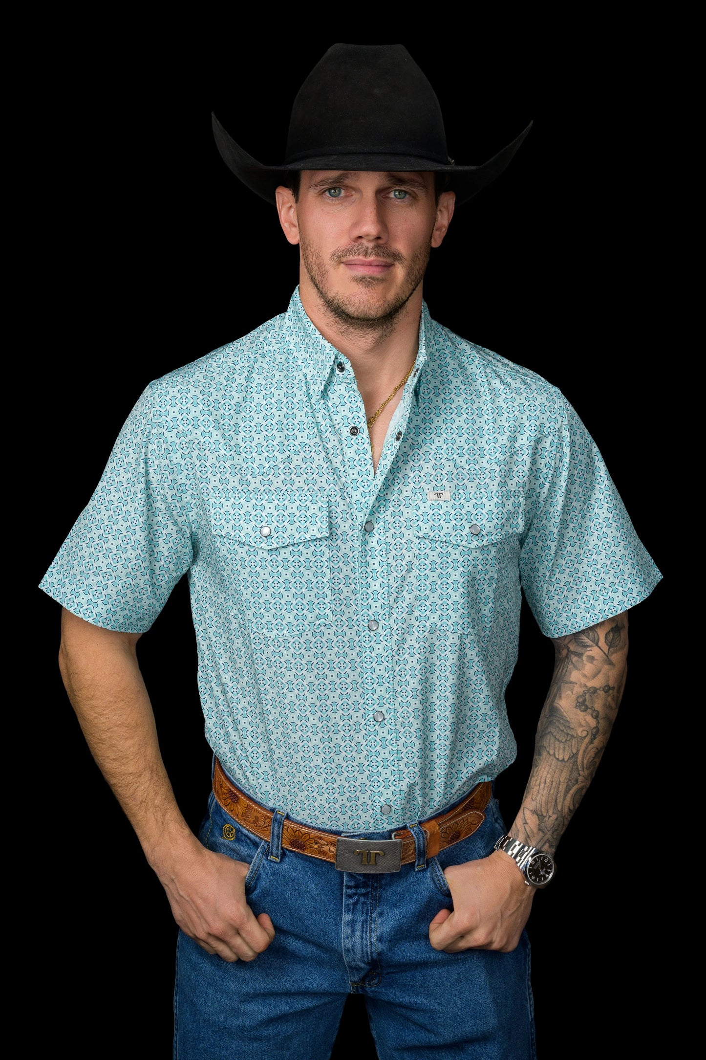 Ferrell Brand THE PIERCE - SHORT SLEEVE PEARL SNAP SHIRT