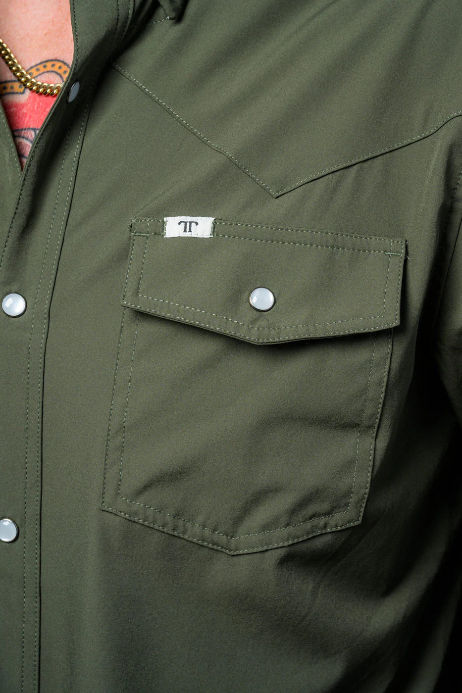 Ferrell Brand CORE - MEN'S OLIVE GREEN LONG SLEEVE SNAP SHIRT