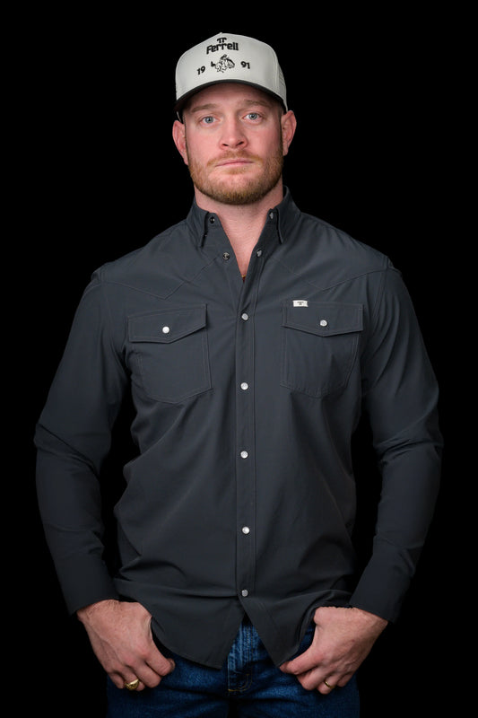 Ferrell Brand CORE - MEN'S GREY LONG SLEEVE SNAP SHIRT