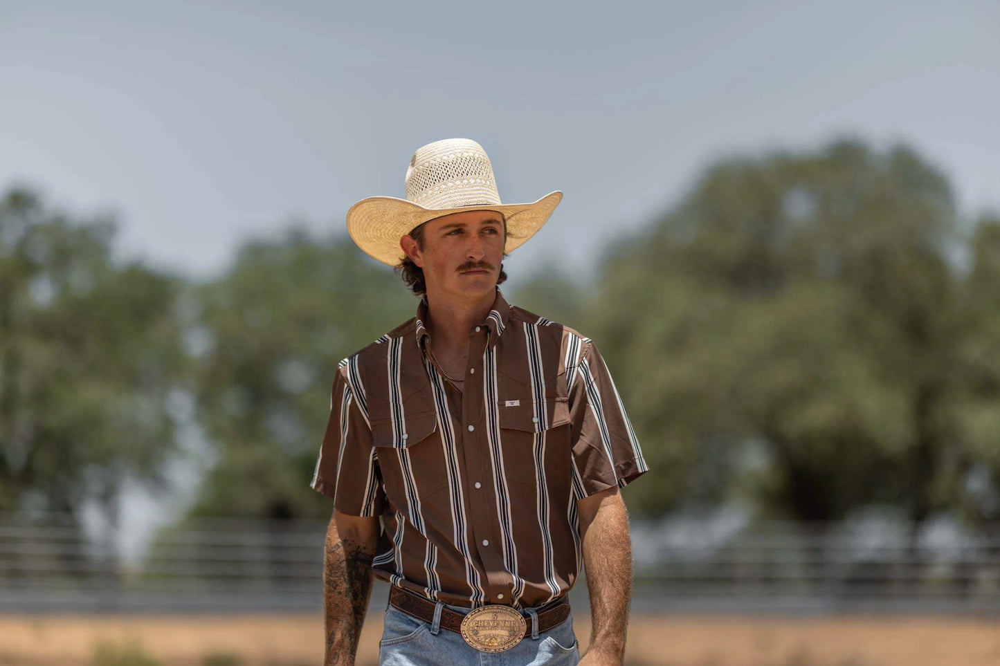 Ferrell Brand The Hatfield Short Sleeve Pearl Snap Shirt in Brown